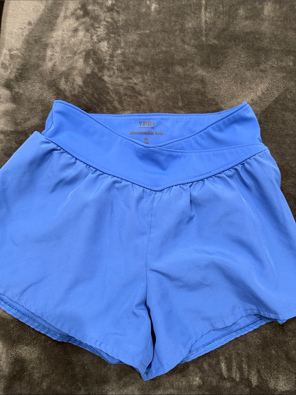 abercrombie kids cobalt blue V-waist athletic shorts
